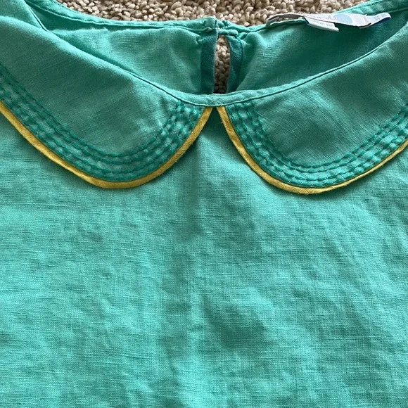 Boden Green Sleeveless Blouse with Yellow Trim - Picture 4 of 6